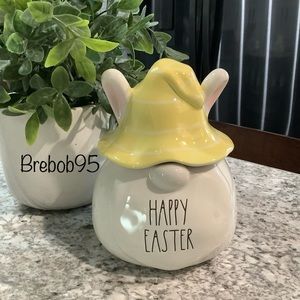 Rae Dunn Large HAPPY EASTER Candle with yellow  topper - VHTF